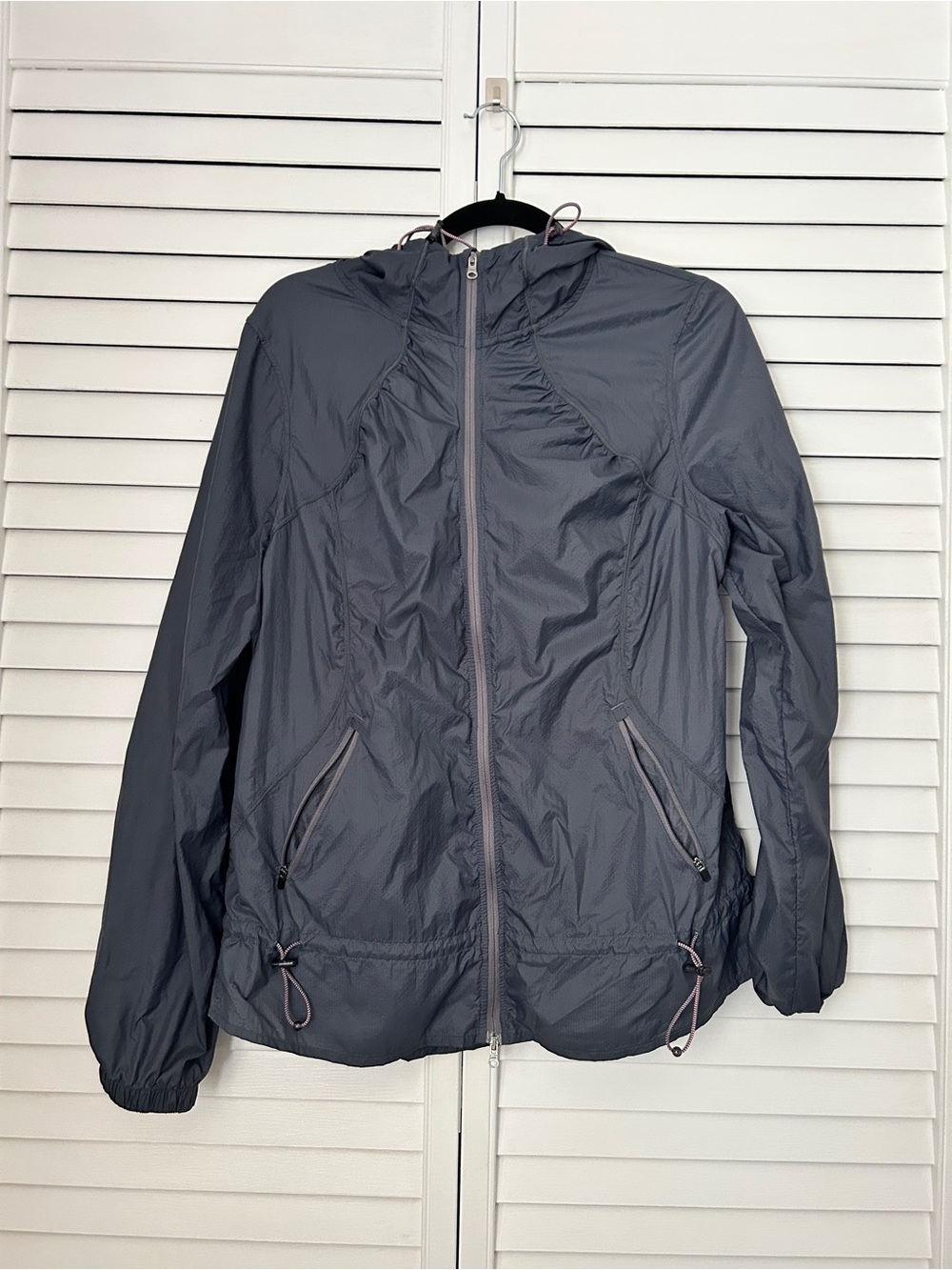 Zella Lightweight Hooded Windbreaker Jacket - Gray